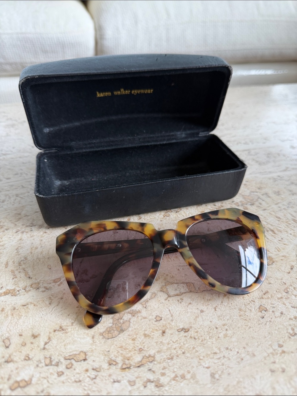 Karen Walker Tortoiseshell Cat Eye Sunglasses with Brown Lenses